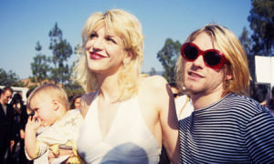 Kurt Cobain with Courtney Love and their daughter, Frances Bean Cobain, in 1993.
